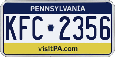 PA license plate KFC2356