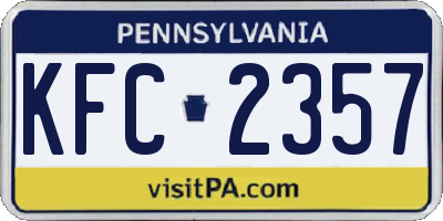 PA license plate KFC2357