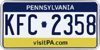 PA license plate KFC2358