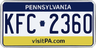 PA license plate KFC2360