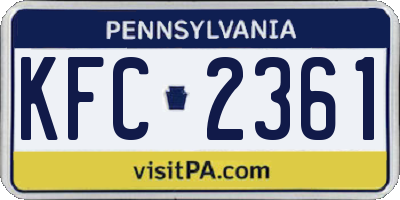 PA license plate KFC2361