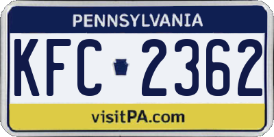 PA license plate KFC2362