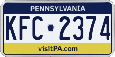 PA license plate KFC2374