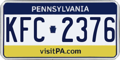 PA license plate KFC2376