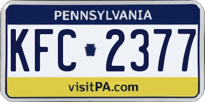 PA license plate KFC2377