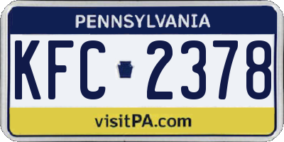 PA license plate KFC2378