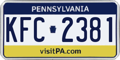 PA license plate KFC2381