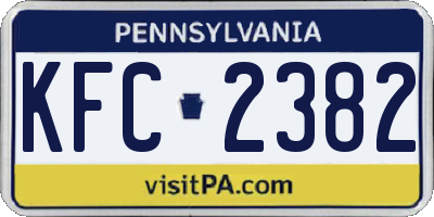 PA license plate KFC2382
