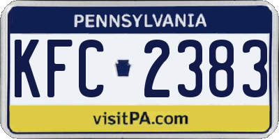 PA license plate KFC2383