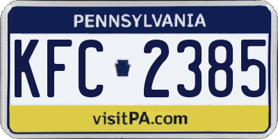 PA license plate KFC2385