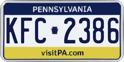 PA license plate KFC2386