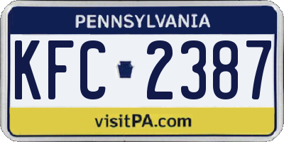PA license plate KFC2387