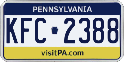 PA license plate KFC2388