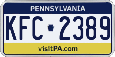 PA license plate KFC2389