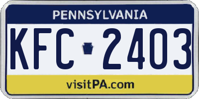 PA license plate KFC2403