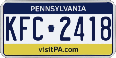 PA license plate KFC2418