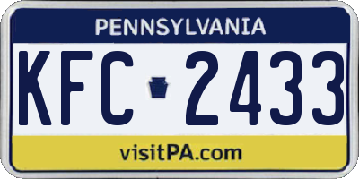 PA license plate KFC2433