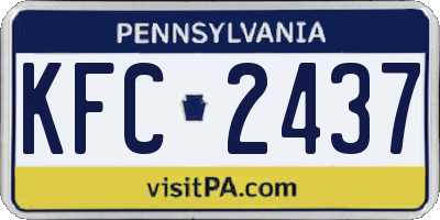 PA license plate KFC2437