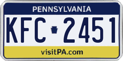 PA license plate KFC2451