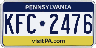 PA license plate KFC2476