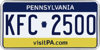PA license plate KFC2500