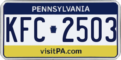 PA license plate KFC2503