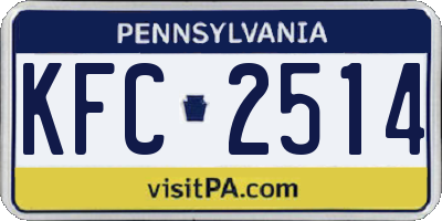 PA license plate KFC2514