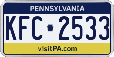 PA license plate KFC2533