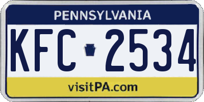 PA license plate KFC2534