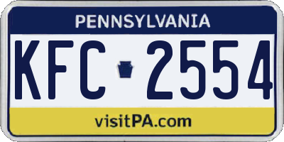 PA license plate KFC2554