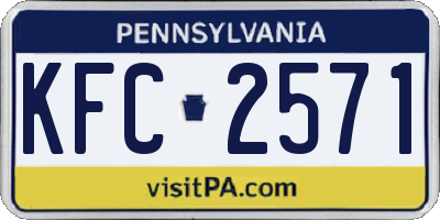 PA license plate KFC2571
