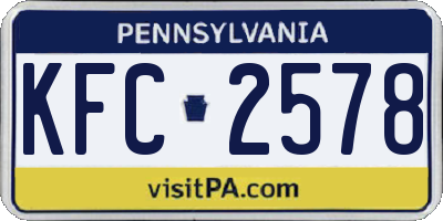PA license plate KFC2578