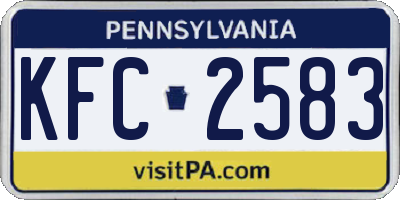 PA license plate KFC2583