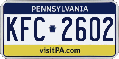 PA license plate KFC2602