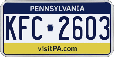 PA license plate KFC2603