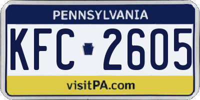 PA license plate KFC2605