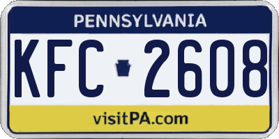 PA license plate KFC2608