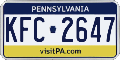 PA license plate KFC2647