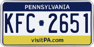 PA license plate KFC2651