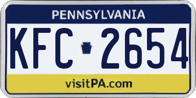 PA license plate KFC2654