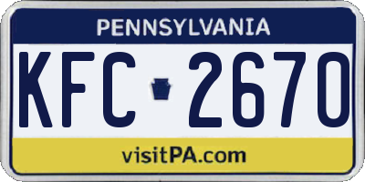 PA license plate KFC2670