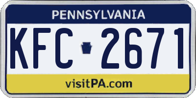 PA license plate KFC2671