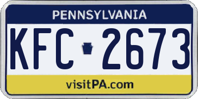 PA license plate KFC2673