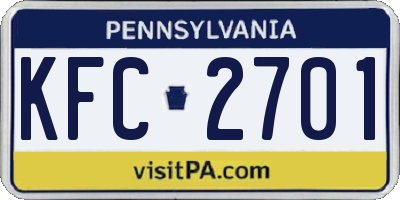 PA license plate KFC2701