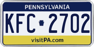 PA license plate KFC2702