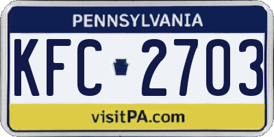 PA license plate KFC2703