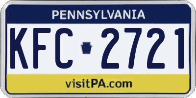PA license plate KFC2721