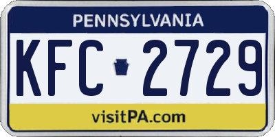 PA license plate KFC2729