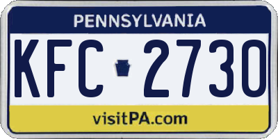 PA license plate KFC2730