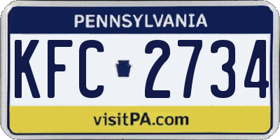 PA license plate KFC2734
